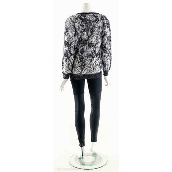 Gray Metallic Sweater,Abstract Graphic Sweater, - Picture 4 of 7